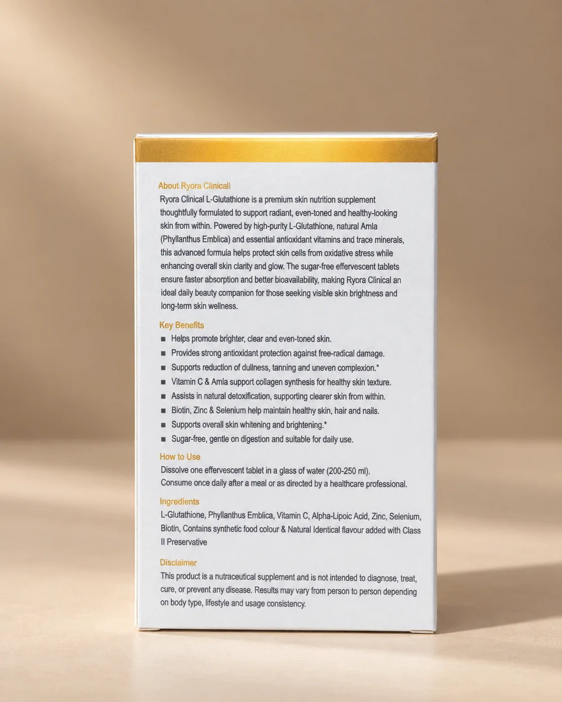 RYORA CLINICAL L-Glutathione with Vitamin C Effervescent Tablets