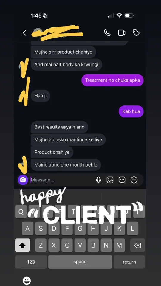 A client talking about her results